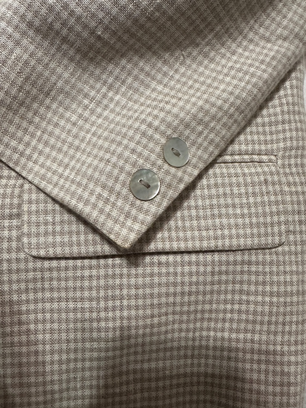 Beige Houndstooth Single-Button Womens Blazer - Picture 3 of 3